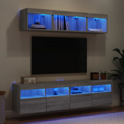 5-częściowy zestaw mebli TV z LED, szary dąb sonoma
