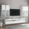 7-cz. zestaw ściennych szafek TV z oświetleniem LED, biały