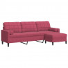 3-osobowa sofa z podnóżkiem winna czerwień 210 cm, aksamit
