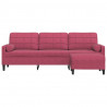 3-osobowa sofa z podnóżkiem winna czerwień 210 cm, aksamit