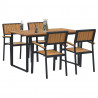 Zestaw do jadalni w ogrodzie 5 pcs Czarny Lite Drewno Akacji