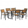 Zestaw do jadalni w ogrodzie 7 pcs Czarny Lite Drewno Akacji