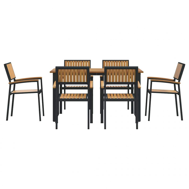 Zestaw do jadalni w ogrodzie 7 pcs Czarny Lite Drewno Akacji