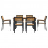 Zestaw do jadalni w ogrodzie 7 pcs Czarny Lite Drewno Akacji