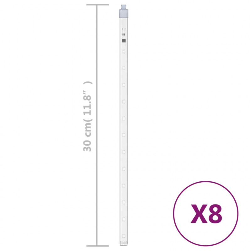 Lampki meteory, 8 szt., 30 cm, 192 zimne białe diody LED
