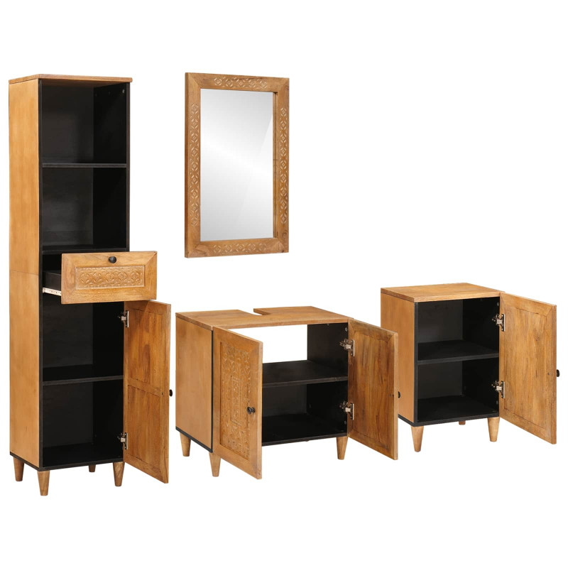 Zestaw mebli łazienkowych 4 pcs Brązowy Materiał drewnopochodny