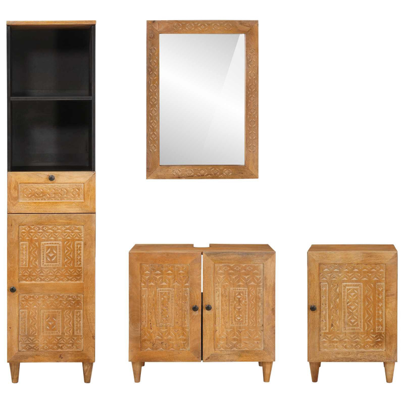 Zestaw mebli łazienkowych 4 pcs Brązowy Materiał drewnopochodny
