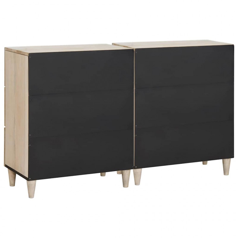 Bufet 2 pcs Biały 120 x 33,5 x 75 cm lite drewno mango