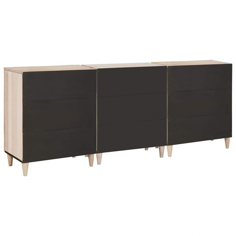 Bufet 3 pcs Biały 180 x 33,5 x 75 cm lite drewno mango
