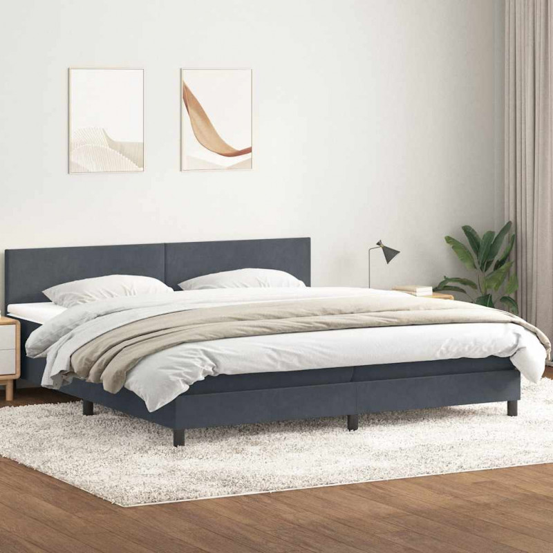 Łóżko typu Box Spring z materacem Ciemnoszary 200x220 cm