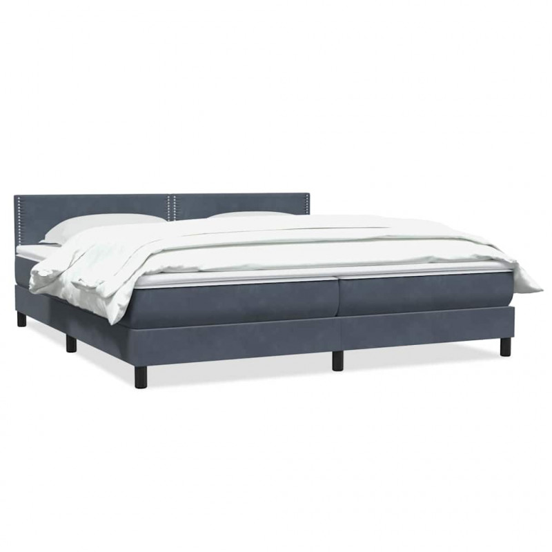 Łóżko typu Box Spring z materacem Ciemnoszary 200x220cm Aksamit