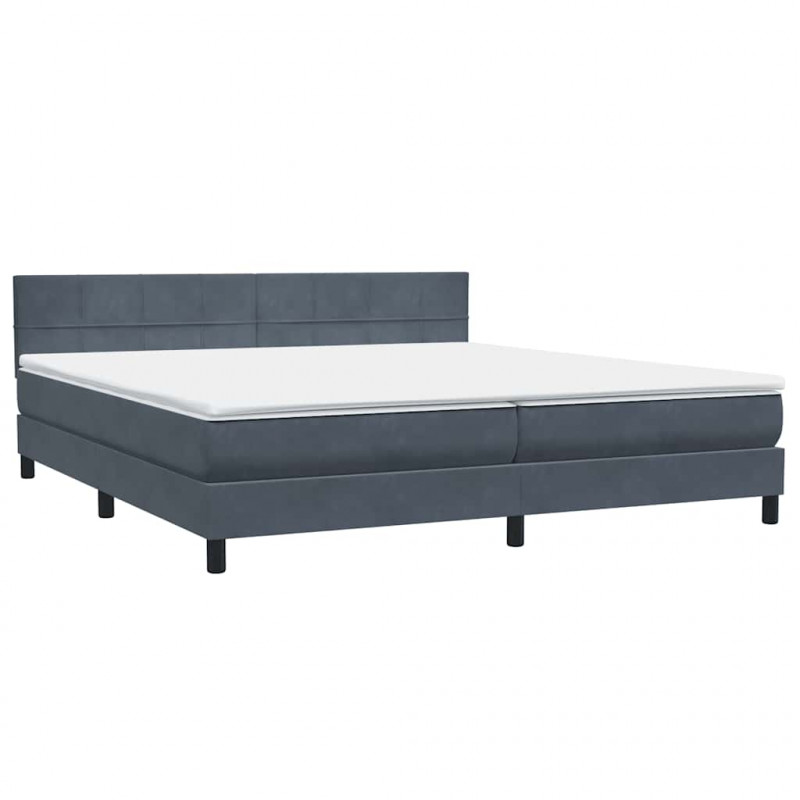Łóżko typu Box Spring z materacem Ciemnoszary 200x220cm Aksamit