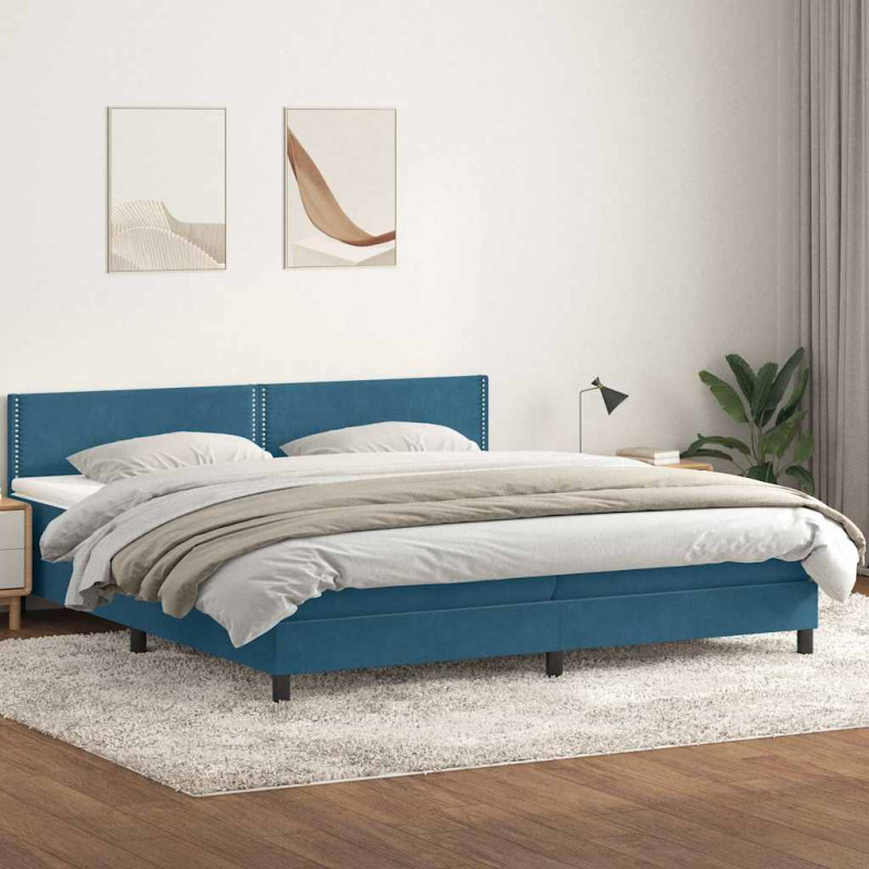 Łóżko typu Box Spring z materacem Ciemnoniebieski 200x220 cm