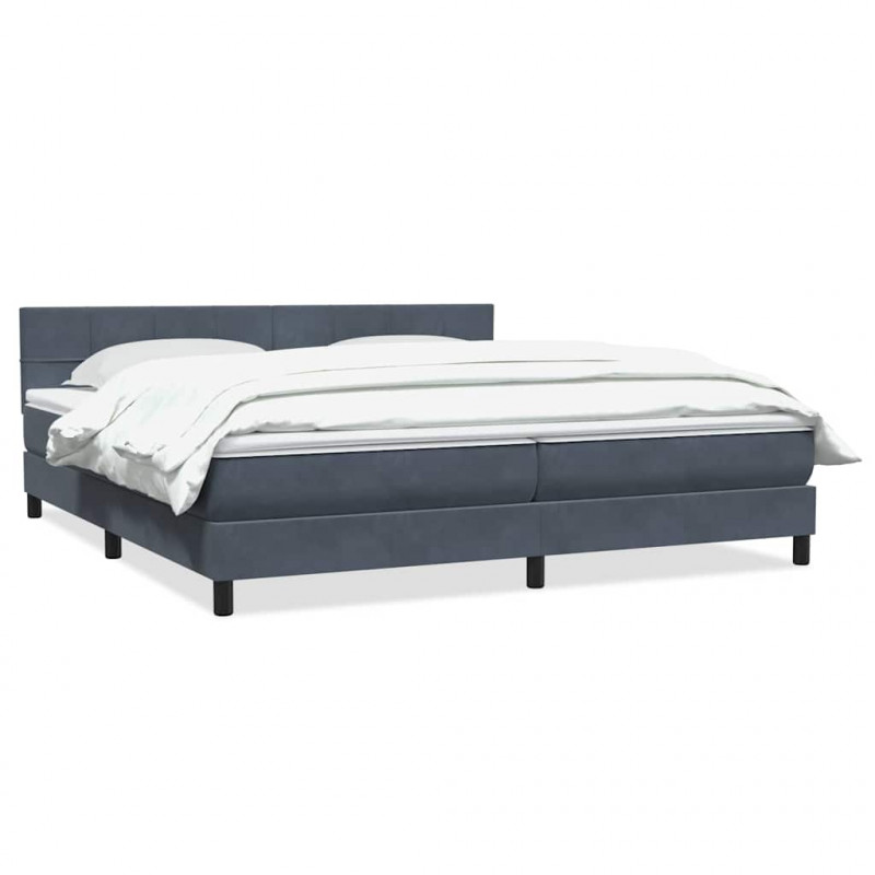 Łóżko typu Box Spring z materacem Ciemnoszary 200x220cm Aksamit
