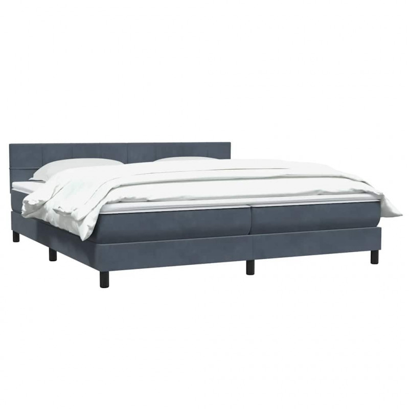 Łóżko typu Box Spring z materacem Ciemnoszary 200x220cm Aksamit