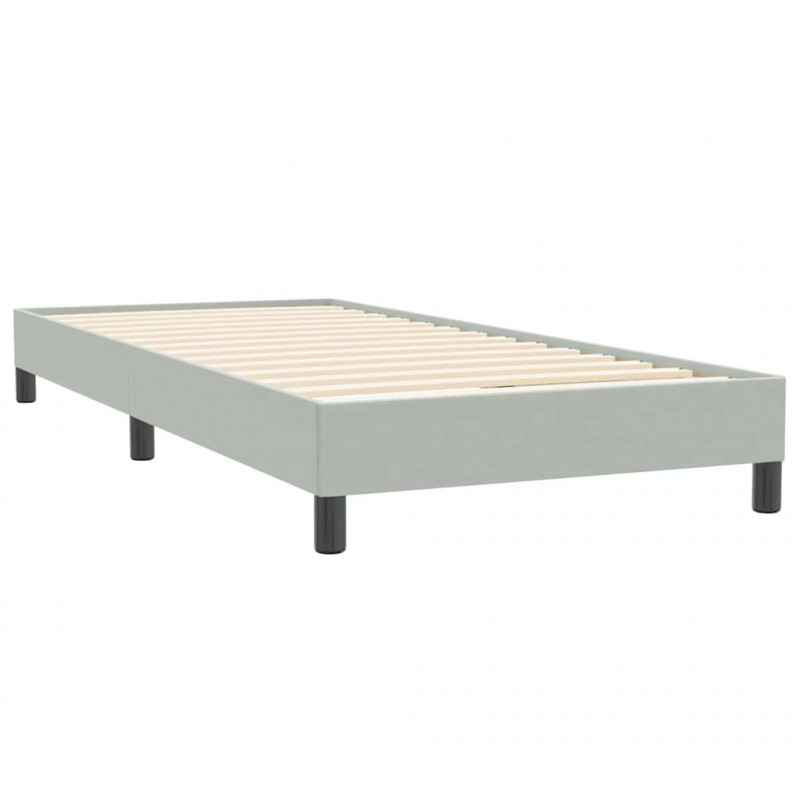 Łóżko kontynentalne z materacem, jasnoszare, aksamit, 100x220cm