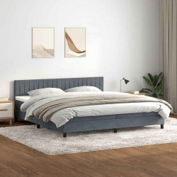 Łóżko typu Box Spring z materacem Ciemnoszary 200x220cm Aksamit