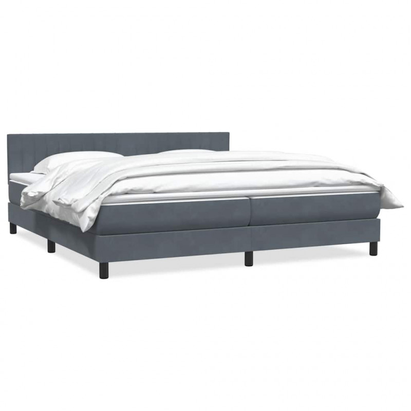Łóżko typu Box Spring z materacem Ciemnoszary 200x220cm Aksamit