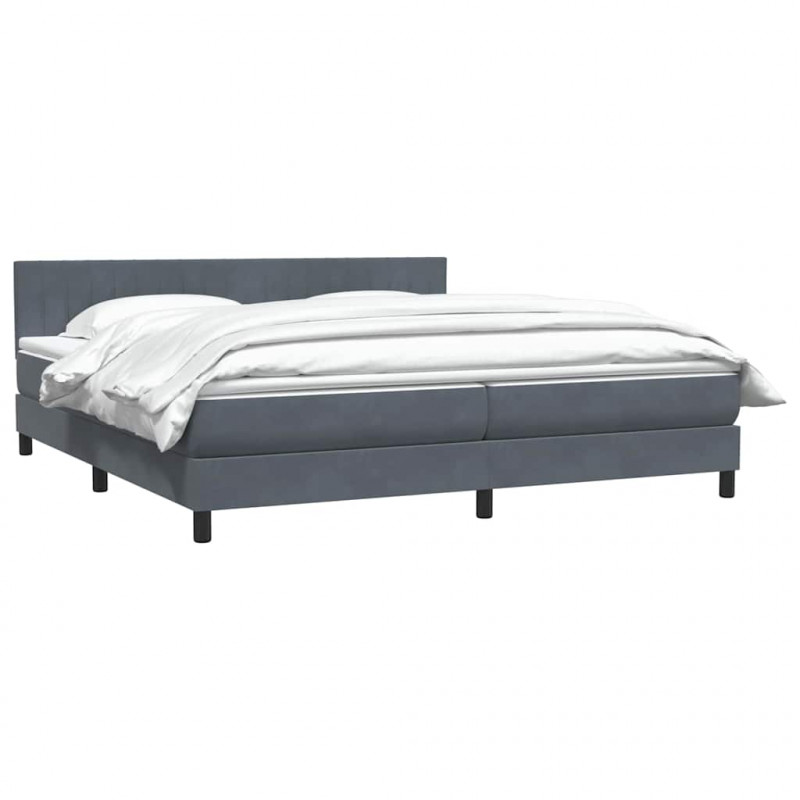 Łóżko typu Box Spring z materacem Ciemnoszary 200x220cm Aksamit