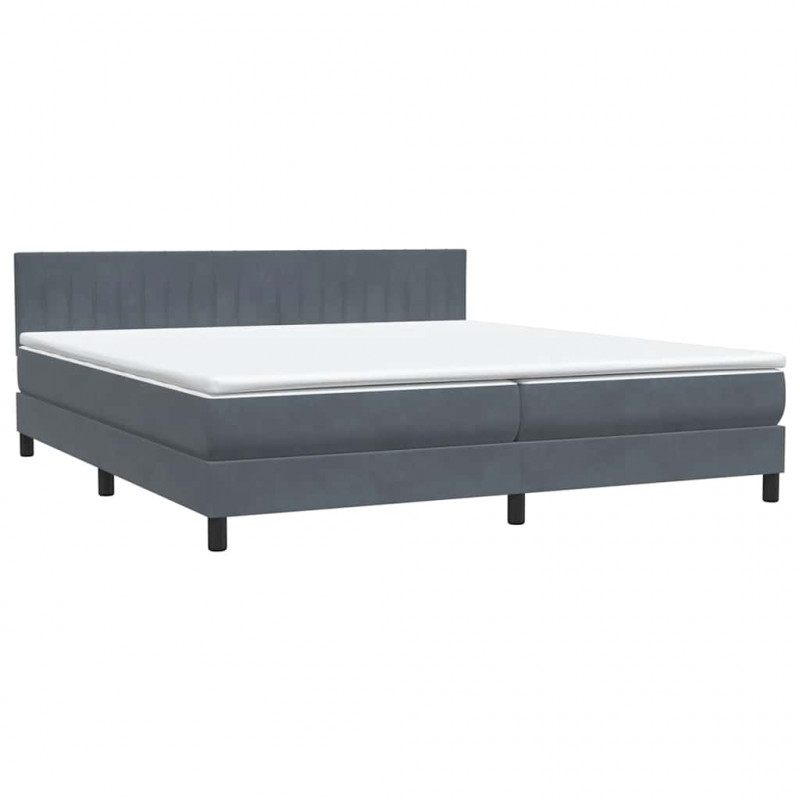 Łóżko typu Box Spring z materacem Ciemnoszary 200x220cm Aksamit