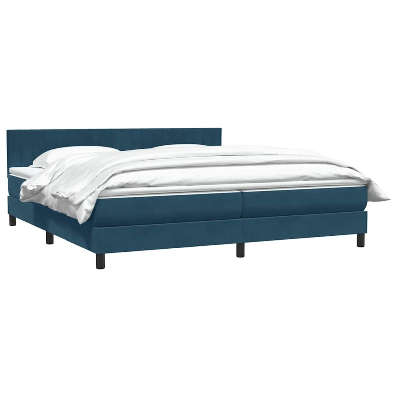 Łóżko typu Box Spring z materacem Ciemnoniebieski 200x220 cm