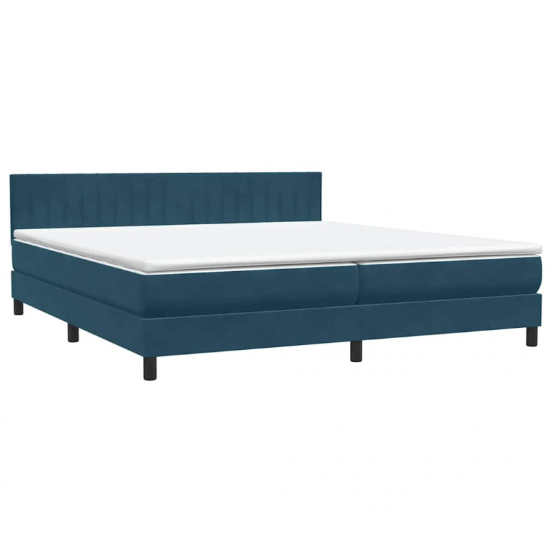 Łóżko typu Box Spring z materacem Ciemnoniebieski 200x220 cm