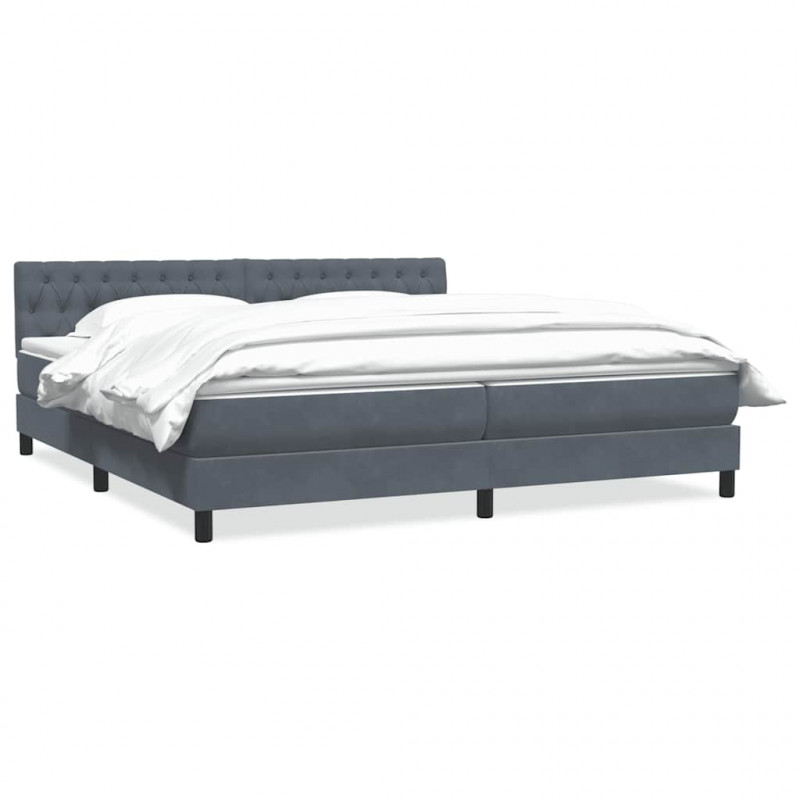 Łóżko typu Box Spring z materacem Ciemnoszary 200x220cm Aksamit