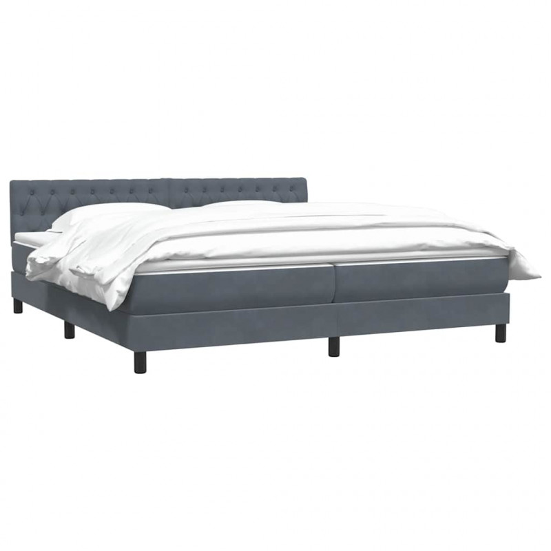 Łóżko typu Box Spring z materacem Ciemnoszary 200x220cm Aksamit