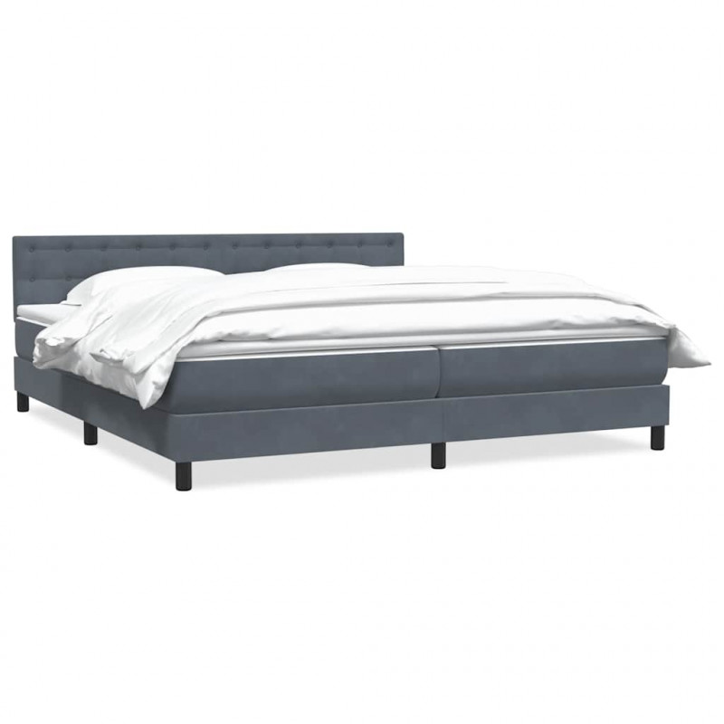 Łóżko typu Box Spring z materacem Ciemnoszary 200x220cm Aksamit