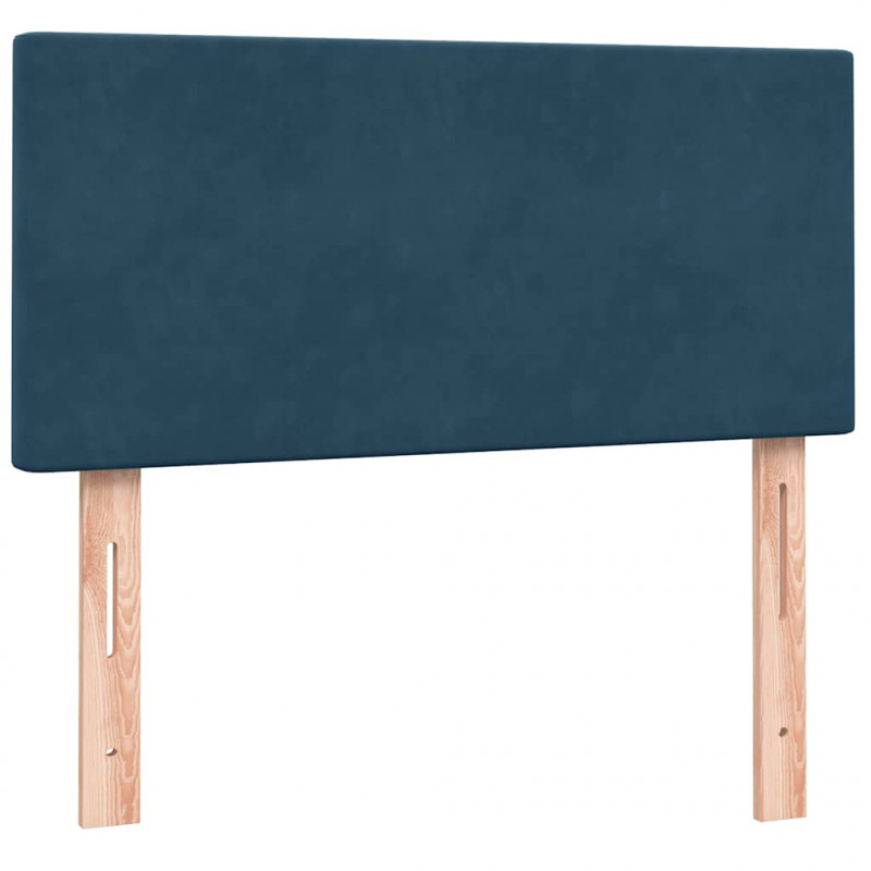 Łóżko kontynentalne z materacem i LED, niebieskie, aksamit, 90x210 cm