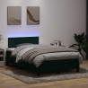 Łóżko kontynentalne z materacem i LED, ciemnozielone, 120x210 cm