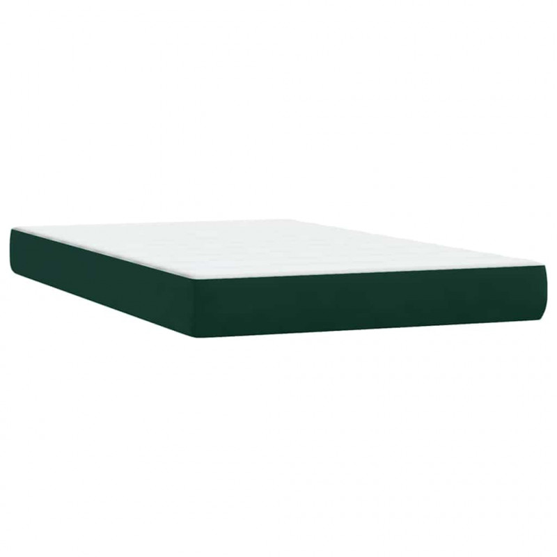 Łóżko kontynentalne z materacem i LED, ciemnozielone, 120x210 cm