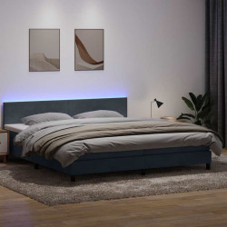 Łóżko kontynentalne z materacem i LED Ciemnoszary 200x220cm Aksamit
