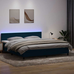 Łóżko kontynentalne z materacem i LED Ciemnoniebieski 200x220 cm
