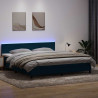 Łóżko kontynentalne z materacem i LED Ciemnoniebieski 200x220 cm