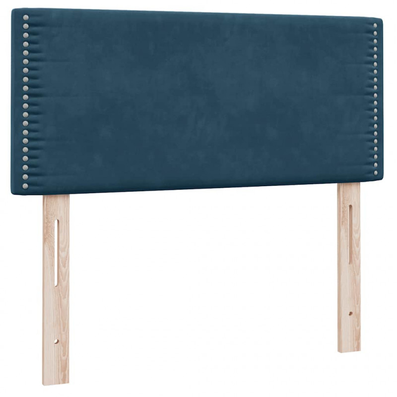 Łóżko kontynentalne z materacem i LED, niebieskie, aksamit, 100x210cm