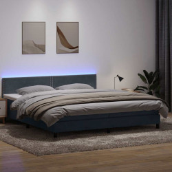 Łóżko kontynentalne z materacem i LED Ciemnoszary 200x220cm Aksamit