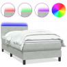 Łóżko kontynentalne z materacem i LED, jasnoszare, aksamit, 100x210cm