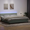Łóżko kontynentalne z materacem i LED, jasnoszare, aksamit, 200x210cm