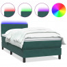 Łóżko kontynentalne z materacem i LED, ciemnozielone, 90x220 cm