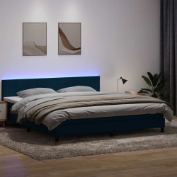 Łóżko kontynentalne z materacem i LED Ciemnoniebieski 200x220 cm