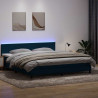 Łóżko kontynentalne z materacem i LED Ciemnoniebieski 200x220 cm