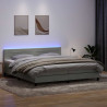 Łóżko kontynentalne z materacem i LED, jasnoszare, aksamit, 200x210cm