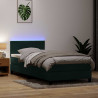 Łóżko kontynentalne z materacem i LED, ciemnozielone, 90x220 cm
