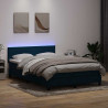Łóżko kontynentalne z materacem i LED, ciemnoniebieskie, 160x220 cm