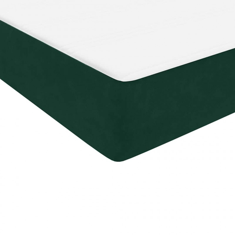 Łóżko kontynentalne z materacem i LED, ciemnozielone, 90x220 cm