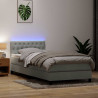 Łóżko kontynentalne z materacem i LED, jasnoszare, aksamit, 100x220cm