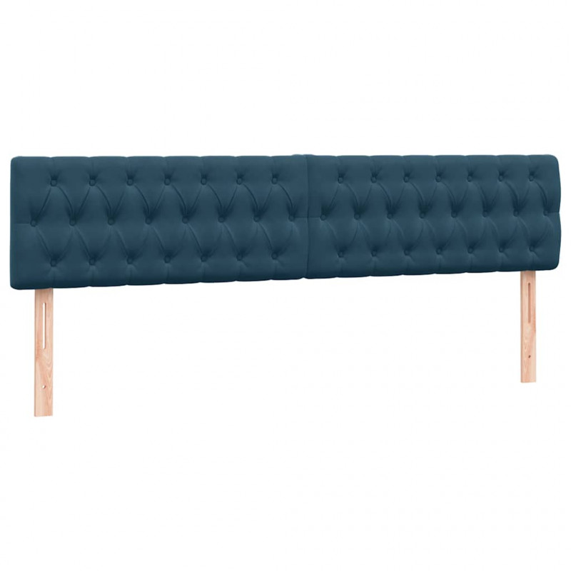 Łóżko kontynentalne z materacem i LED Ciemnoniebieski 200x220 cm