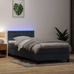 Łóżko kontynentalne z materacem i LED, ciemnoszary aksamit, 100x210cm