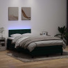 Łóżko kontynentalne z materacem i LED, ciemnozielone, 120x210 cm